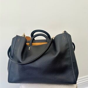 Coach Black Leather Tote with Tan Interior Trim
